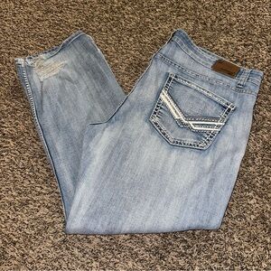 Flypaper 40x30 Denim Jeans Distressed few small dark spots on leg see pics